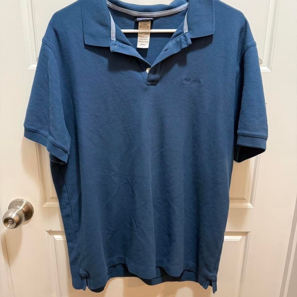 Patagonia Organic Cotton Men's Polo Shirt Blue Size L